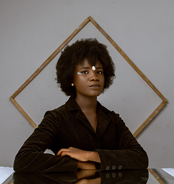 Woman Staring at Camera in Frame